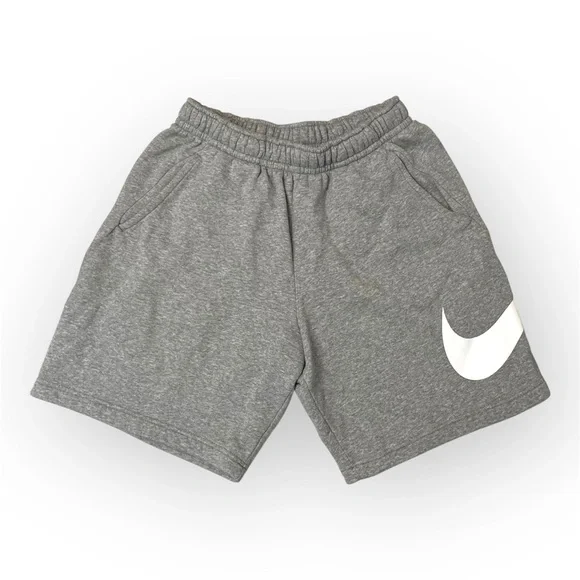 Men’s Nike Sportswear Club Fleece Graphic Shorts - Grey/White - Picture 1 of 5